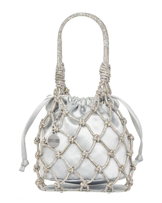 Judith Leiber White Sparkle Net Pouch Bag