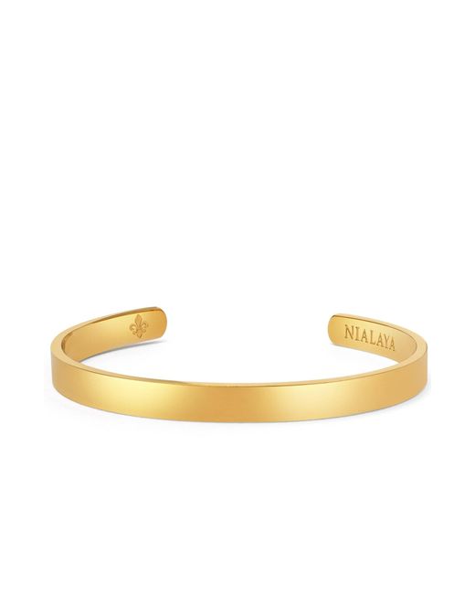 Nialaya Yellow Open Cuff Bangle for men