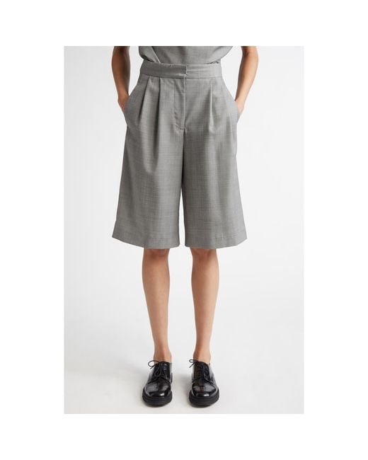 Loulou de Saison Gray Soan Tailored Virgin Wool Bermuda Shorts