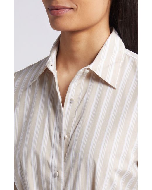 Vineyard Vines Natural Stripe Long Sleeve Stretch Cotton Twill Shirtdress