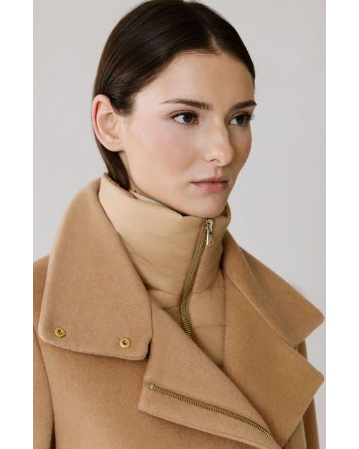 SOIA & KYO Natural Abbi Wool Blend Coat With Removable Quilted Puffer Bib