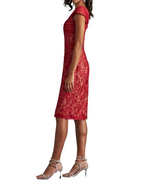 Tadashi Shoji Lace Cap Sleeve Cocktail Dress in Red | Lyst Tadashi Shoji Lace Cap Sleeve Cocktail Dress in Red | Lyst
