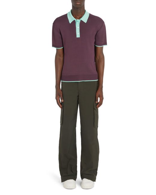 Valentino Purple Contrast Tipped Polo Sweater for men