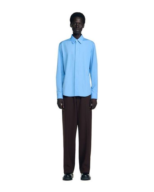 Sandro Plain Shirt in Blue for Men | Lyst