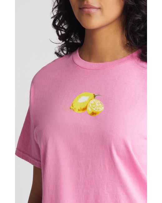 THE VINYL ICONS Pink Lemons Cotton Graphic Baby Tee