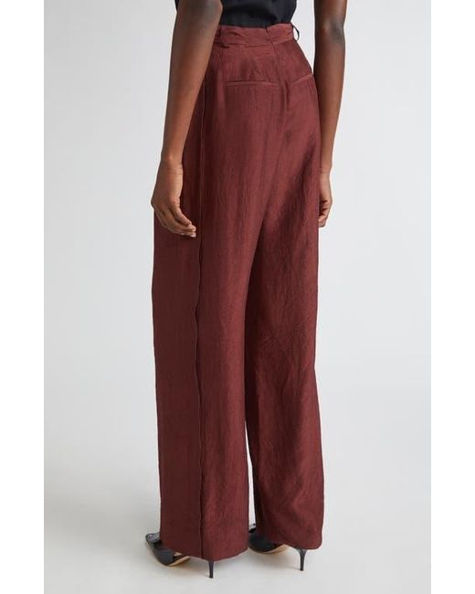 Jason Wu Red Crinkled Satin Straight Leg Trousers