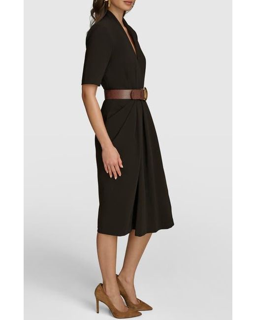 Donna Karan Black Belted Midi Dress