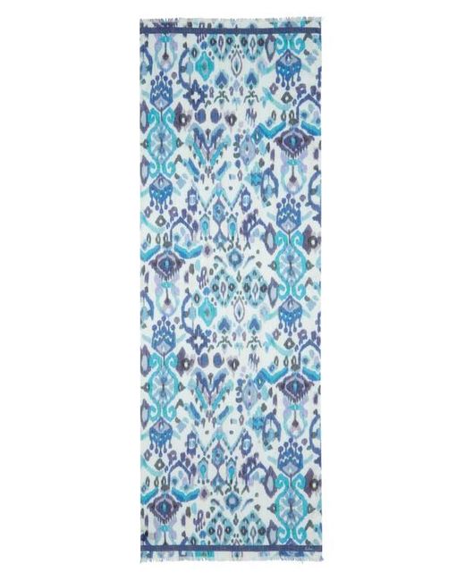 Echo Blue Metallic Ikat Floral Scarf