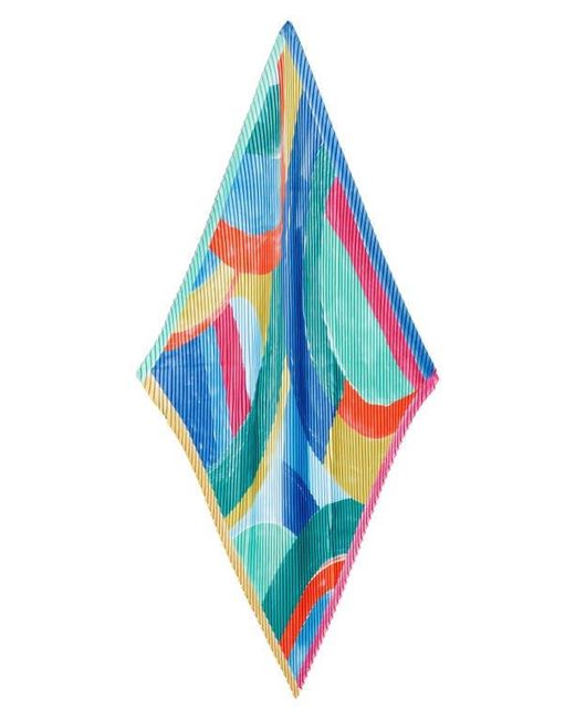 Echo Blue Painterly Composition Pleated Diamond Scarf