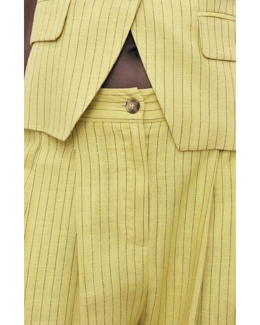Mango Yellow Luce Stripe Wide Leg Pants