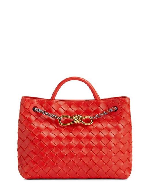 Bottega Veneta Red Small Andiamo Intrecciato Leather Shoulder Bag