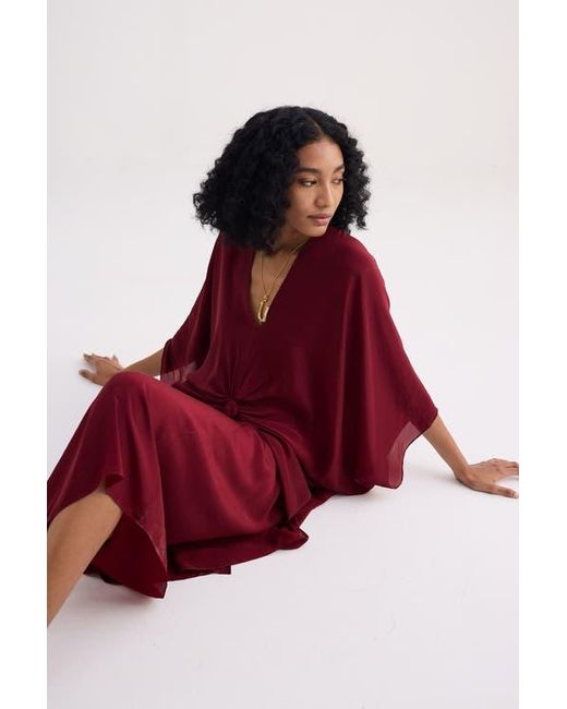 REISTOR Red Front Twist Kaftan Dress