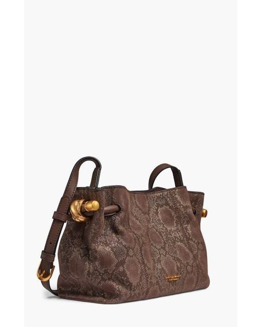 Donna Karan Brown Cashmere Python Suede Crossbody