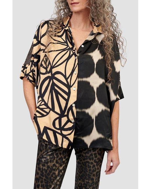 Alembika Black Serene Mixed Print Button-Up Shirt