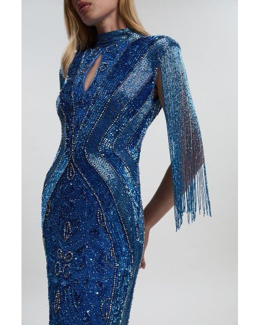 princess polly baby blue dress Karen Millen Embellished Beaded Flapper Dress. 8 Uk. Never Worn