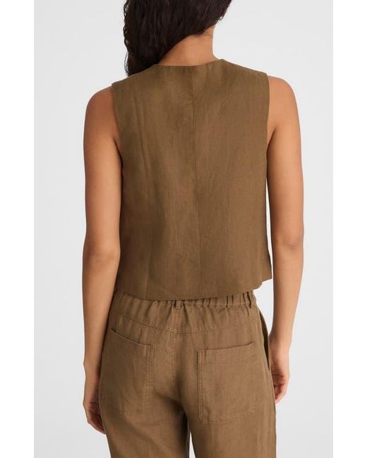 Madewell Brown Button Front Linen Shell Top
