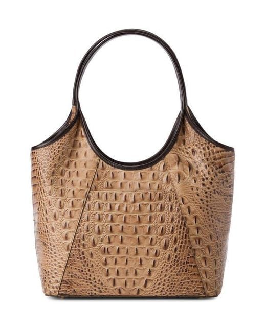 Brahmin Brown Melora Croc Embossed Leather Tote