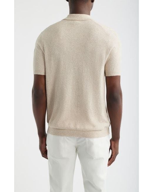Scott Barber White Solid Bouclé Polo for men