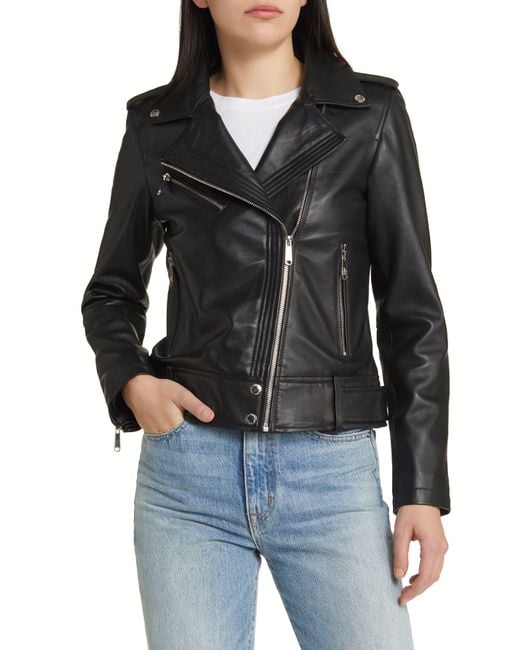 Sam Edelman Black Lambskin Leather Moto Jacket