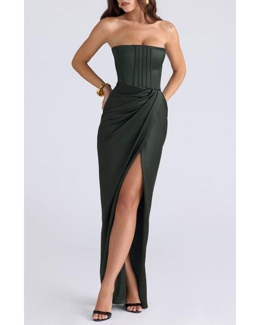 House Of Cb Carelle Lace-Up Strapless Satin Sheath Cocktail Dress in Black | Lyst House Of Cb Carelle Lace-Up Strapless Satin Sheath Cocktail Dress in Black | Lyst