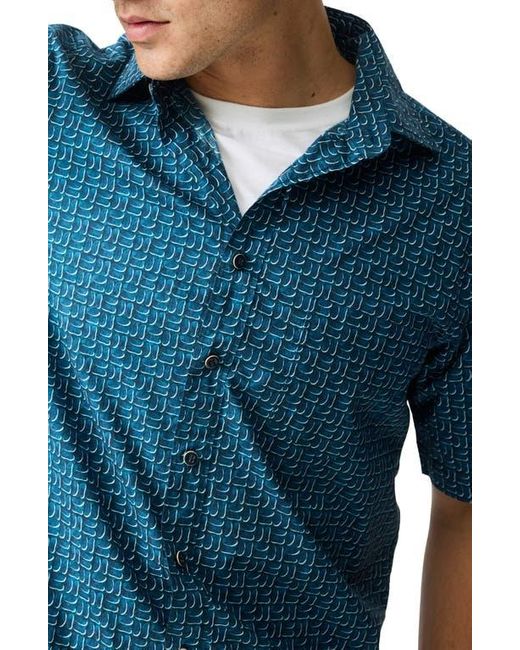 Rodd & Gunn Blue Keystone Print Short Sleeve Button-Up Shirt for men