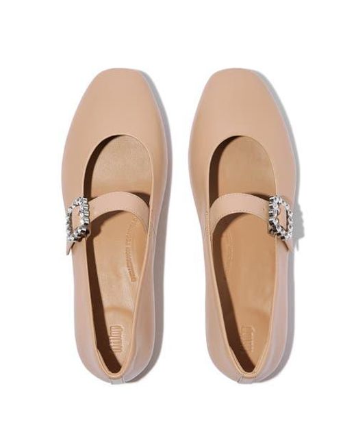 Fitflop Natural Delicato Crystal-Buckle Leather Mary Janes