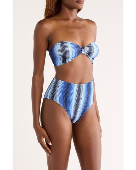 Lemlem Blue Stripe High Leg Bikini Bottoms