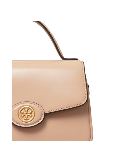 Tory Burch Natural Small Robinson Leather Top Handle Bag