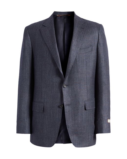 Canali Black Kei Trim Fit Slub Wool & Silk Blend Sport Coat for men
