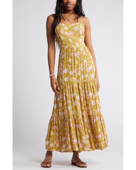 Billabong Yellow Riviera Romance Floral Maxi Dress