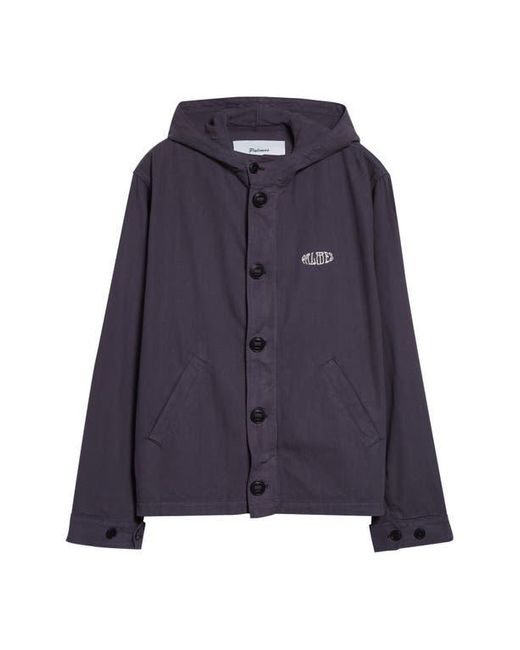 Palmes Blue Hodded Herringbone Twill Jacket for men
