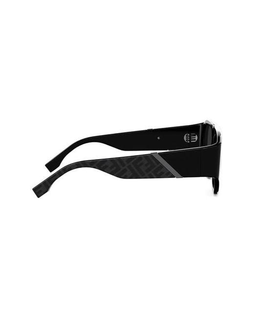 Fendi Black Diagonal 54Mm Rectangular Sunglasses for men