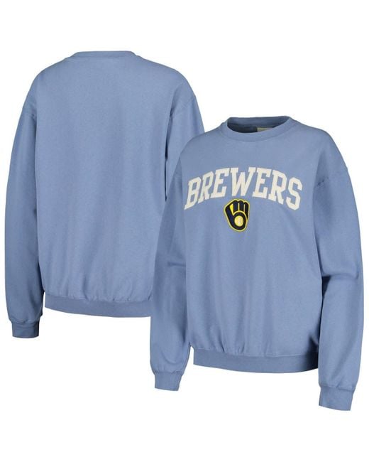 Soft As A Grape Blue Milwaukee Brewers Pigment Dye Pullover Sweatshirt At Nordstrom