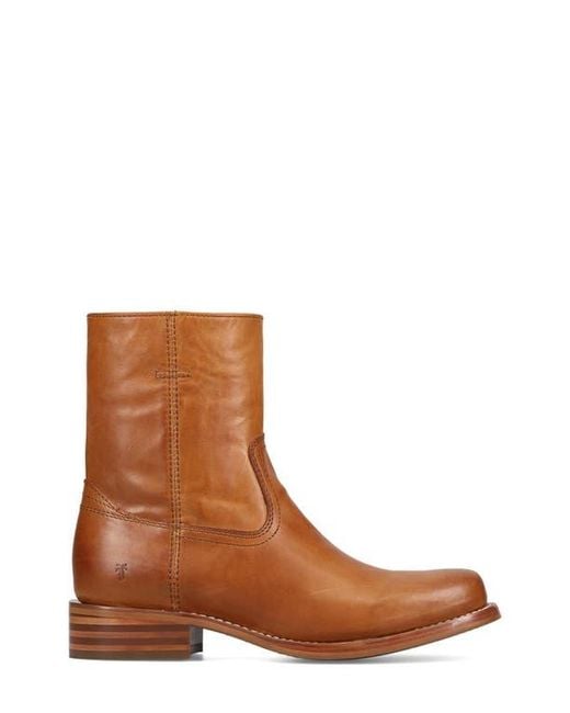 Frye Brown Campus Leather Plain Toe Zip Boot for men