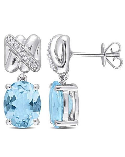 Julianna B Blue Gemstone & Diamond Oval Drop Earrings 14K