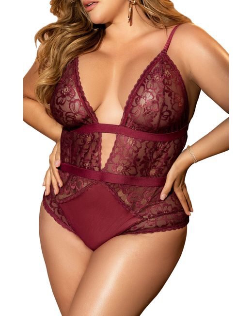 MAPALE Red Lace Bodysuit