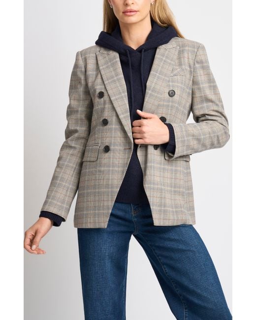 Halogen® Blue Plaid Double Breasted Blazer