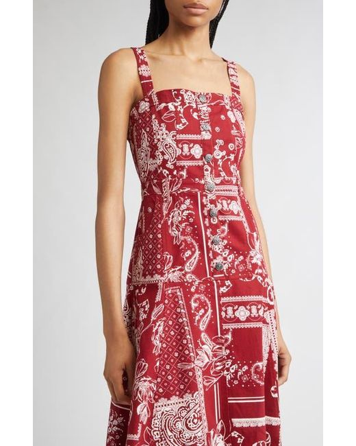 Cinq À Sept Red Bandana Print A-Line Dress