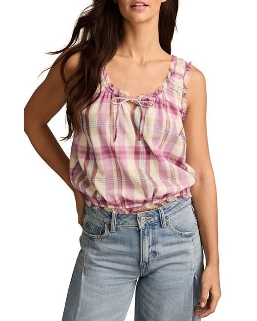 Lucky Brand Red Ruffle Tie Neck Cotton Top