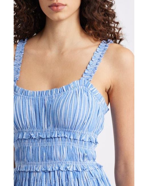 Doen Women's Blue Marianne Stripe Organic Cotton Midi Dress - www.disolcolor.com Doen Women's Blue Marianne Stripe Organic Cotton Midi Dress - www.disolcolor.com