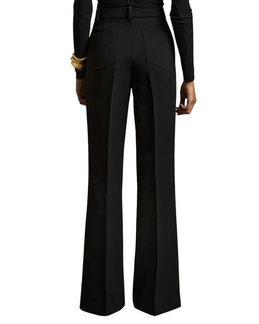 Reiss Black Priya Patch Pocket High Waist Flare Pants