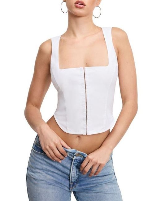 GOOD AMERICAN White Dolly Cotton Poplin Bustier