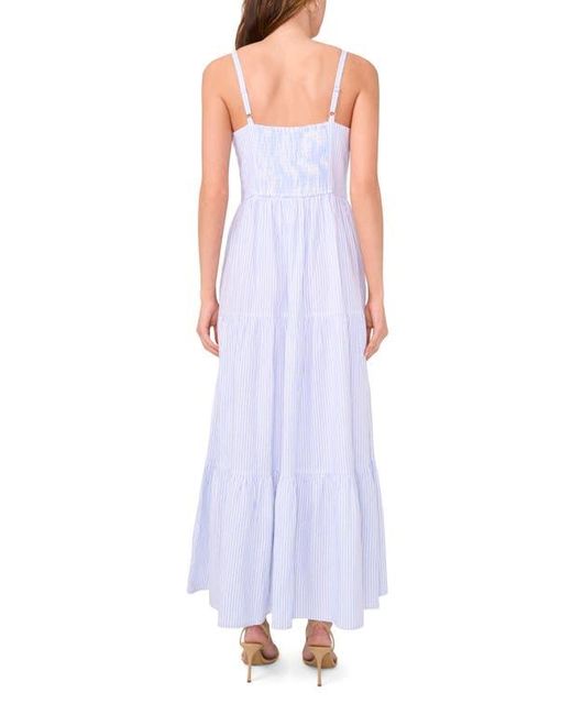 Cece Purple Stripe Twist Front Linen Blend Maxi Dress