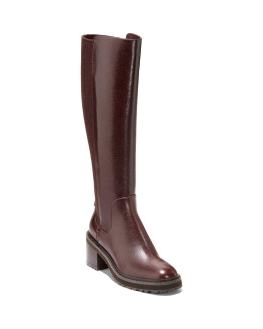 Cole Haan Brown Gema Lug Sole Waterproof Tall Boot