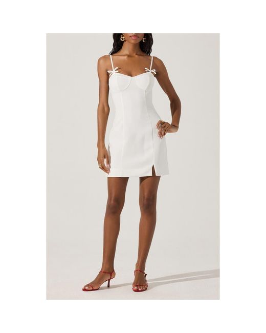 Astr White Bow Detail Minidress