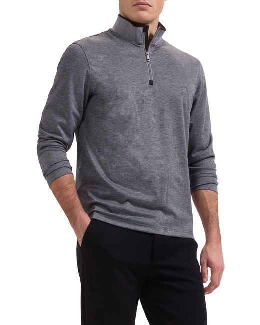 Bugatchi Gray Soft Touch Quarter Zip Pullover for men