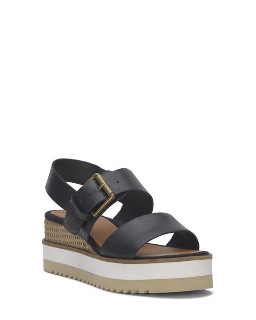 Lucky Brand Black Turoma Platform Wedge Slingback Sandal