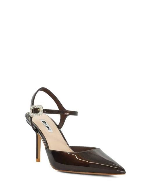 Dune Brown Channel Ankle Strap Pointed Toe Pump