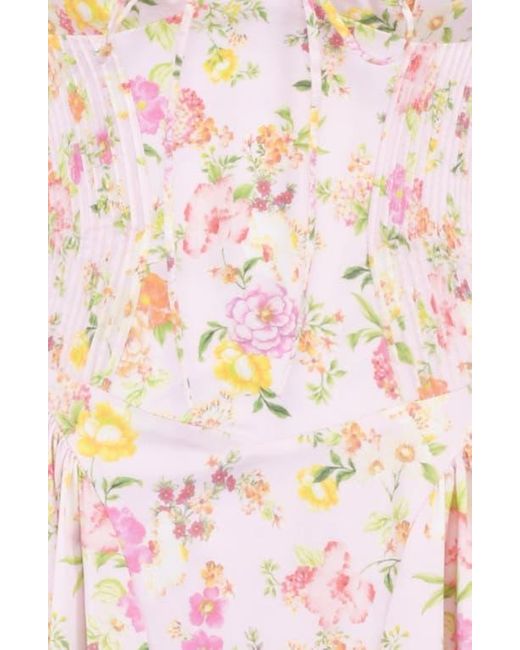 House Of Cb Pink Adabella Floral Pleated Halter Sundress