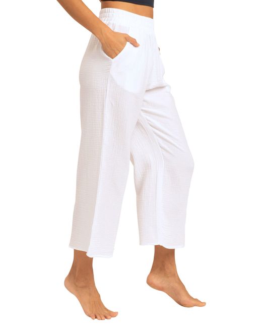 Threads For Thought White Ivanna Organic Cotton Gauze Wide Leg Pants